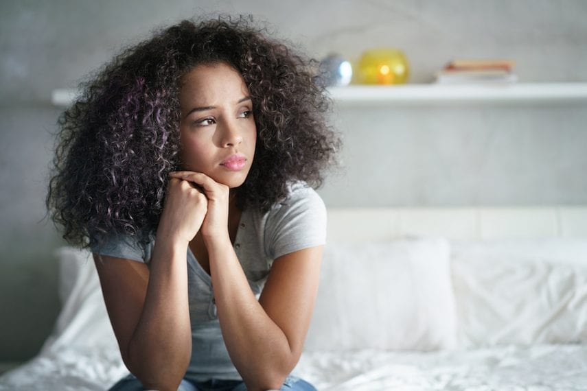 woman staring into space